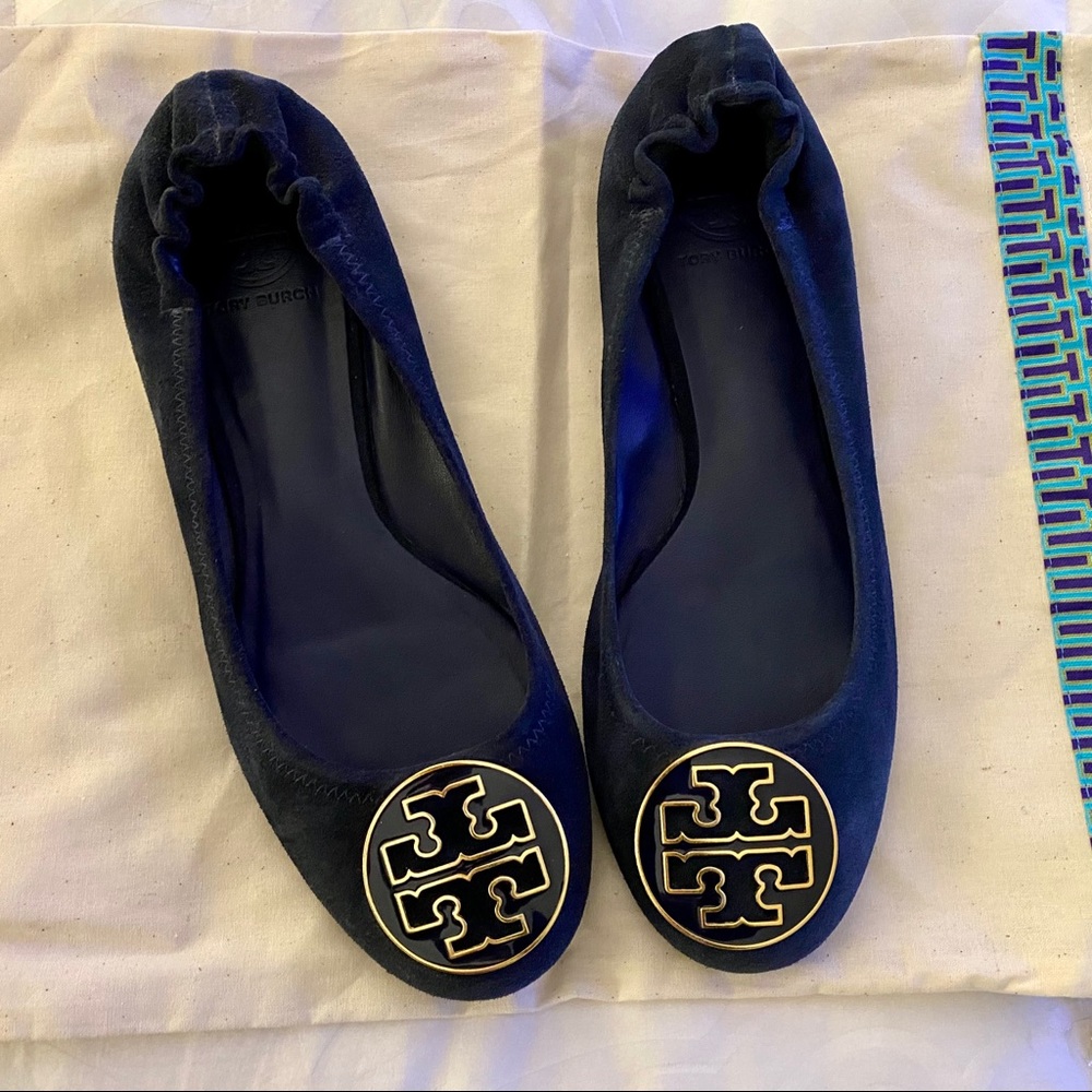 New Tory Burch Logo Ballet Flat - Navy Blue
